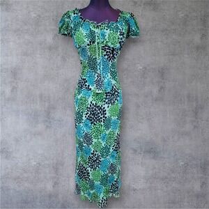 Vintage 90s Express Floral 100% Silk 2 Piece Skirt Set Maxi Fairy XS F52